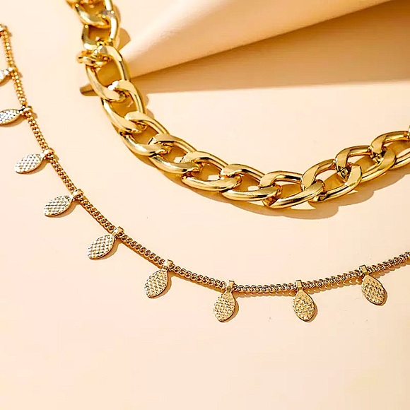 ⚜️[𝟯/$𝟮𝟴]⚜️2 Layered Gold Chunky Anklet Set NEW - Picture 4 of 8